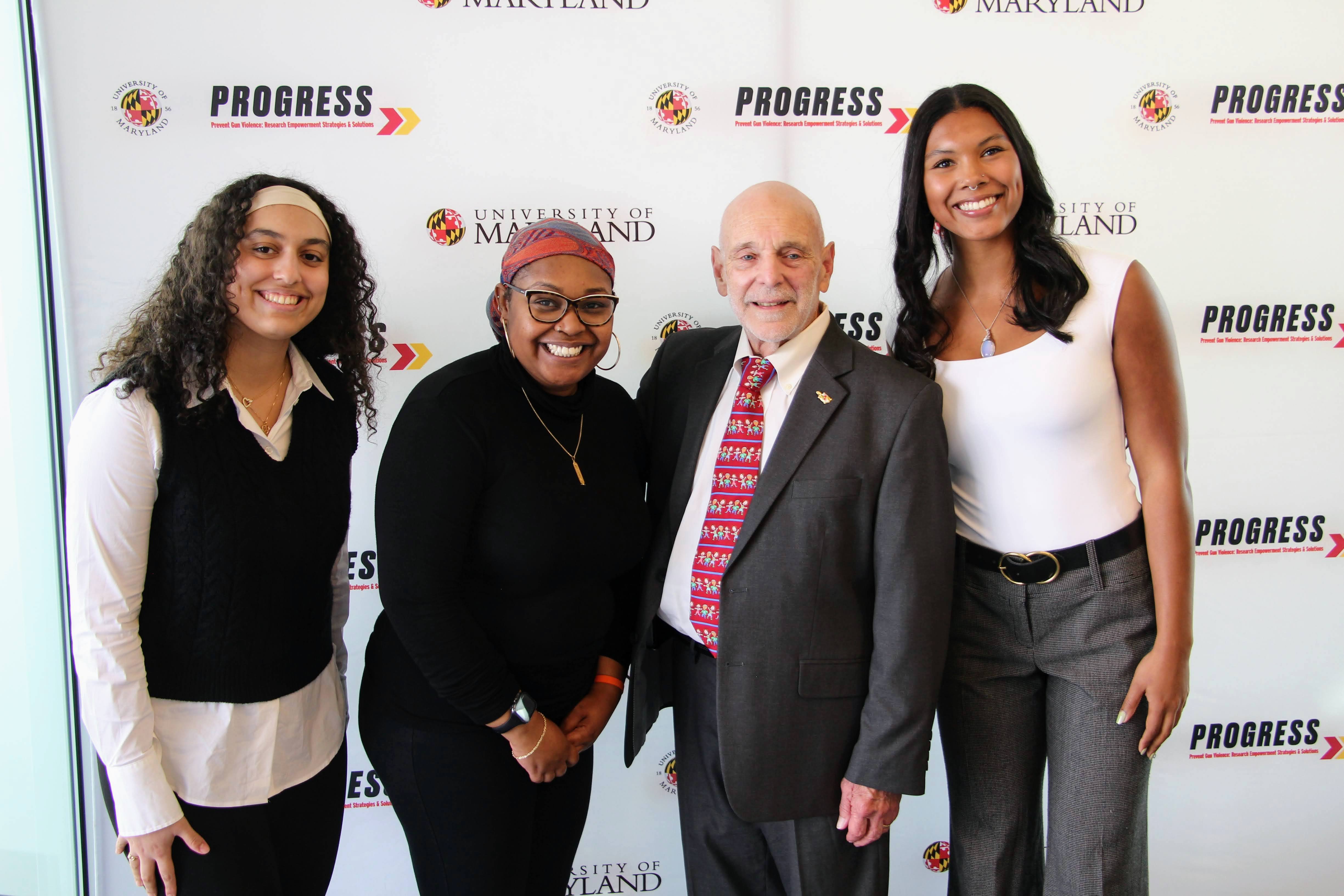 PROGRESS Co-Director Woodie Kessel pictured with PROGRESS team members (left to right) Timel Rodriguez, Shayla Stringfield, and Hannah Balcanoff.