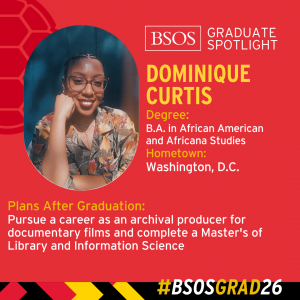 BSOS Graduate Spotlight baseball card of Dominique Curtis