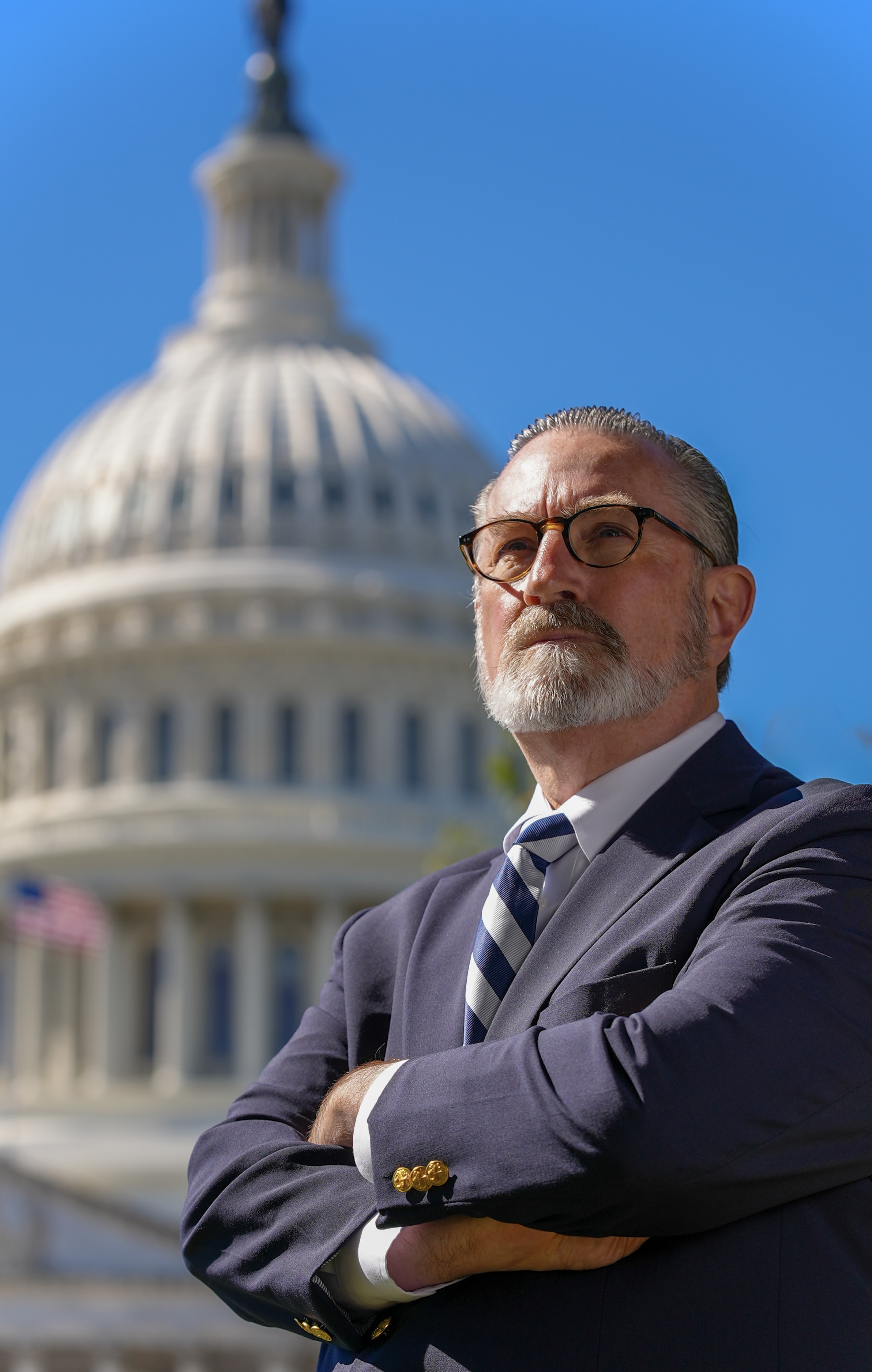 Photo of UMD alumnus Keith Carney, founder of FedNet and co-founder of Tairseach Gateway Ventures, with the U.S. Capitol Building in the background