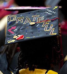 Grateful on graduation cap