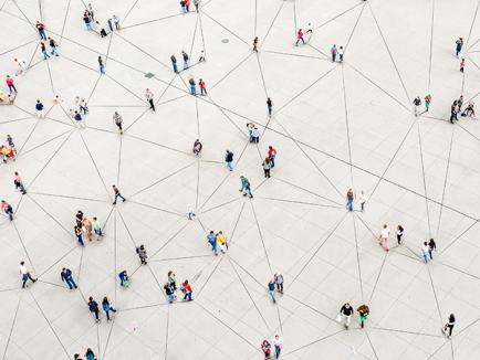 Crowd of people walking