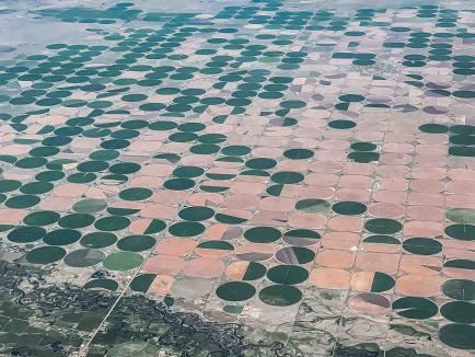 green circles created by center-pivot irrigation 