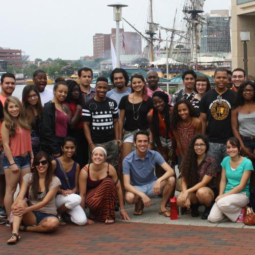 BSOS SRI, McNair Summer Scholars, and SPHL Advance and UMSTAR students at Baltimore Inner Harbor
