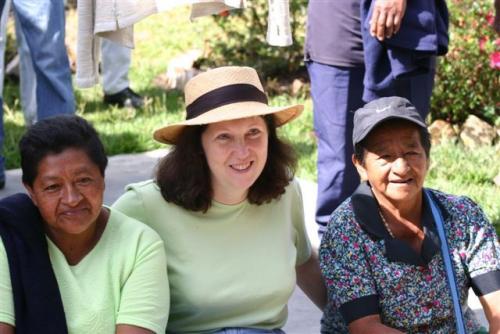 Margaret Swallow with coffee farmers in Colombia.
