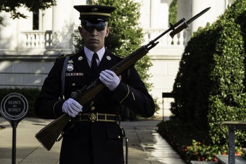 Josh Wesnidge (CCJS '17) serves as Sentinel at the Tomb of the Unknown Soldier in Arlington National Cemetary.