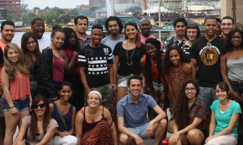 BSOS SRI, McNair Summer Scholars, and SPHL Advance and UMSTAR students at Baltimore Inner Harbor